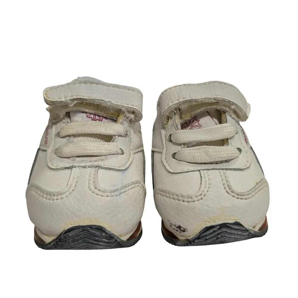 Vintage Reebok Classic Sneakers Platform Trainers White Red Blue Toddler Size‎ 2